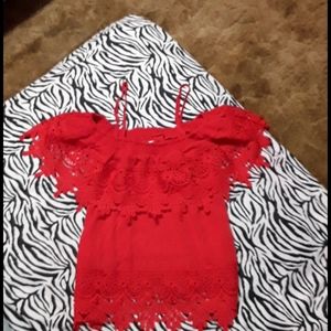 New ruffled red blouse